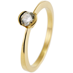 Bague solitaire en or jaune, diamant, serti demi clos