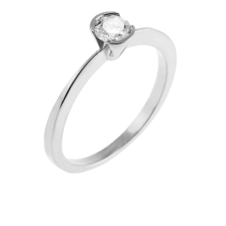 Bague solitaire en or gris, diamant, serti demi clos