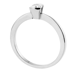 Bague solitaire en or gris, diamant, serti demi clos