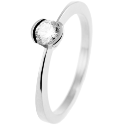 Bague solitaire en or gris, diamant, serti demi clos