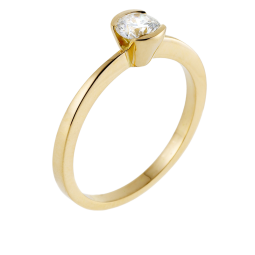 Bague solitaire en or jaune, diamant, serti demi clos
