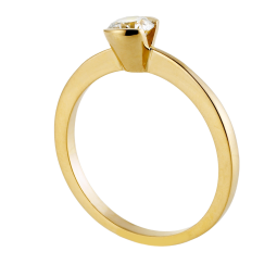 Bague solitaire en or jaune, diamant, serti demi clos