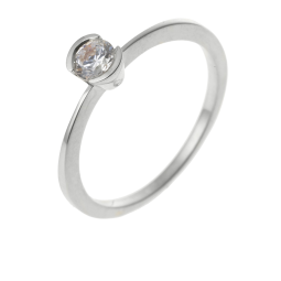 Bague solitaire en or gris, diamant, serti demi clos
