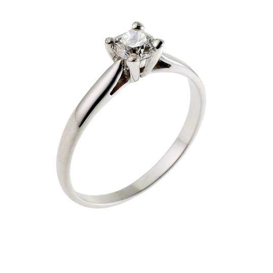 Bague solitaire en or gris, diamant, 4 griffes
