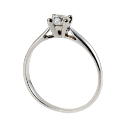 Bague solitaire en or gris, diamant, 4 griffes