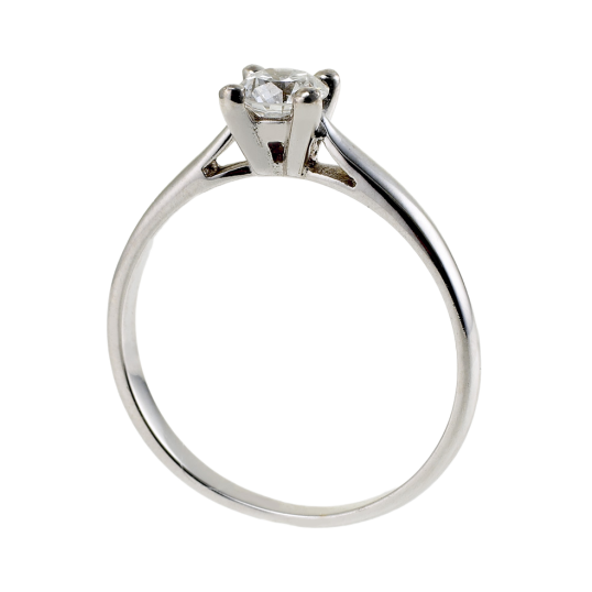 Bague solitaire en or gris, diamant, 4 griffes