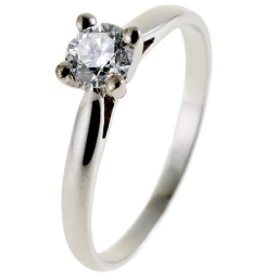 Bague solitaire en or gris, diamant, 4 griffes