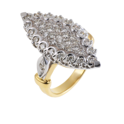 Bague marquise en 2 ors (grand modèle), diamants