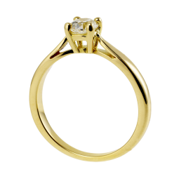 Bague solitaire en or jaune, diamant, 4 griffes