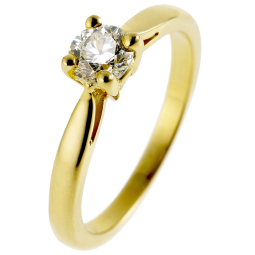 Bague solitaire en or jaune, diamant, 4 griffes