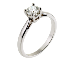 Bague solitaire en or gris, diamant, 4 griffes