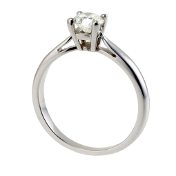 Bague solitaire en or gris, diamant, 4 griffes
