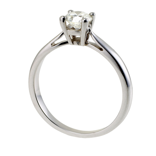 Bague solitaire en or gris, diamant, 4 griffes