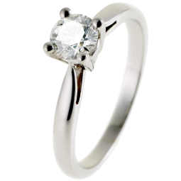 Bague solitaire en or gris, diamant, 4 griffes