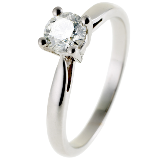 Bague solitaire en or gris, diamant, 4 griffes