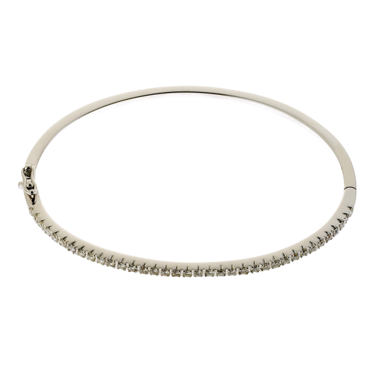 Bracelet jonc en or gris, diamants