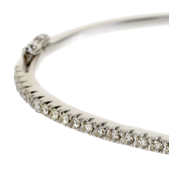 Bracelet jonc en or gris, diamants