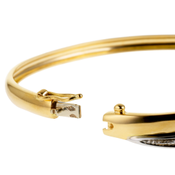 Bracelet jonc ouvrant en 2 ors, diamants