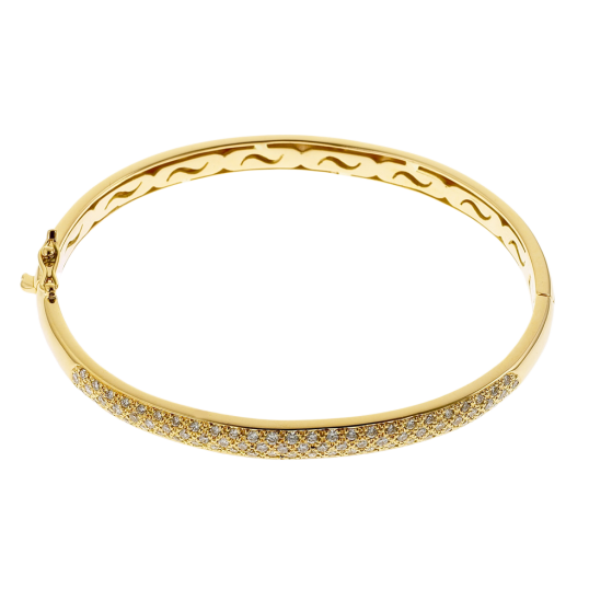 Bracelet jonc en or jaune, diamants