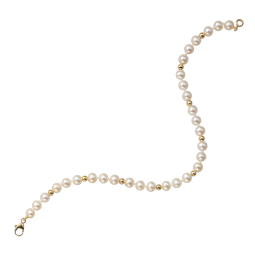 Bracelet en or jaune 1/3, perles de culture d'eau douce 5,5/6mm, fermoir mousqueton