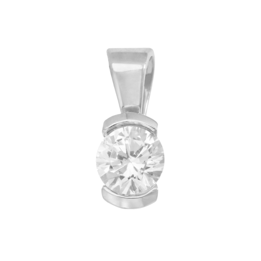 Pendentif en or gris, diamant, serti demi clos
