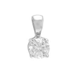 Pendentif en or gris, diamant, 4 griffes