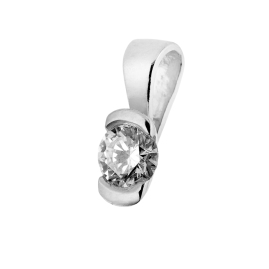 Pendentif en or gris, diamant , serti demi clos