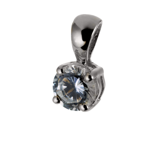 Pendentif en or gris, diamant, 4 griffes