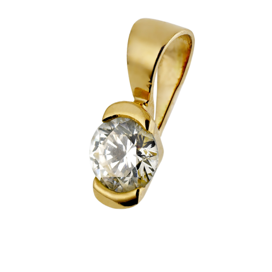 Pendentif en or jaune, diamant, serti demi clos