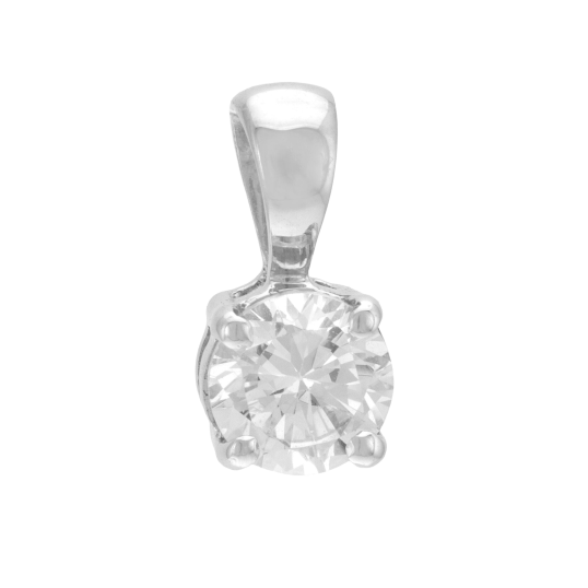 Pendentif en or gris, diamant, 4 griffes