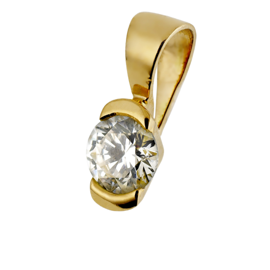 Pendentif en or jaune, diamant, serti demi clos
