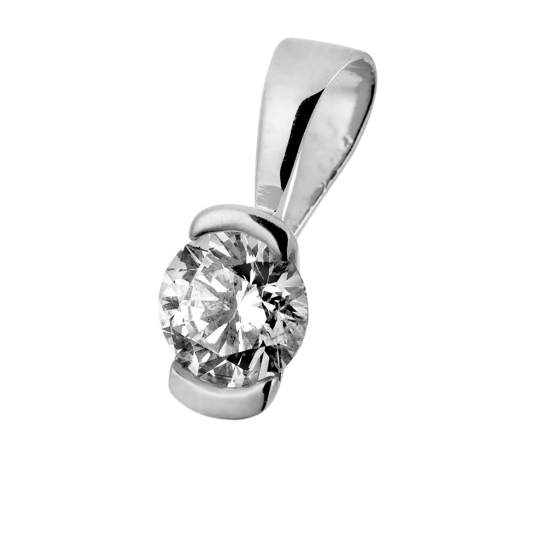 Pendentif en or gris, diamant, serti demi clos Pendentif en or gris, diamant, serti demi clos