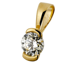 Pendentif en or jaune, diamant, serti demi clos