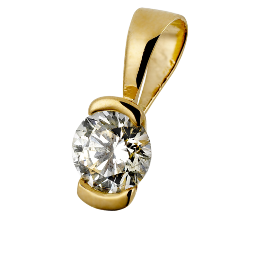 Pendentif en or jaune, diamant, serti demi clos