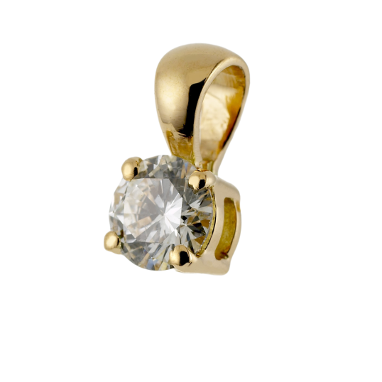 Pendentif en or jaune, diamant, 4 griffes