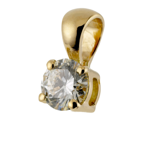 Pendentif en or jaune, diamant, 4 griffes