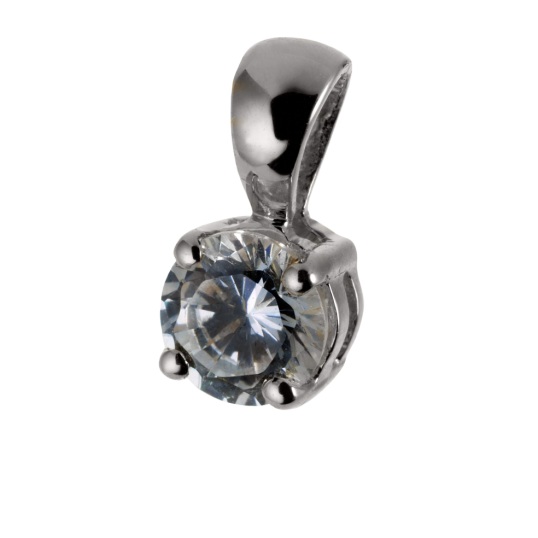 Pendentif en or gris, diamant, 4 griffes