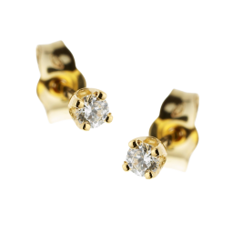 Boucles d'oreilles en or jaune, diamant, 4 griffes