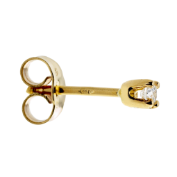 Boucles d'oreilles en or jaune, diamant, 4 griffes