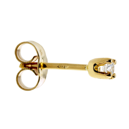 Boucles d'oreilles en or jaune, diamant, 4 griffes
