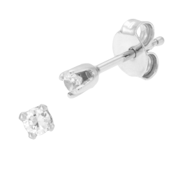Boucles d'oreilles en or gris, diamant, 4 griffes