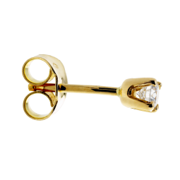 Boucles d'oreilles en or jaune, diamant, 4 griffes