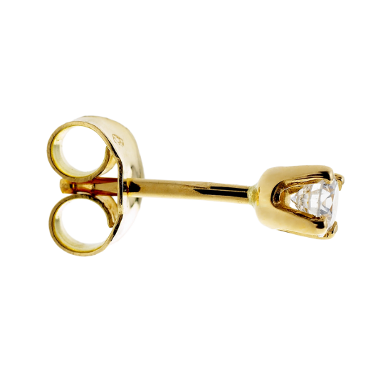Boucles d'oreilles en or jaune, diamant, 4 griffes