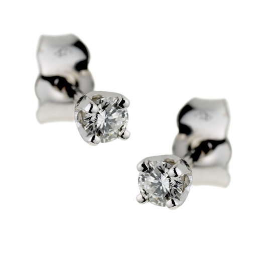 Boucles d'oreilles en or gris, diamant, 4 griffes