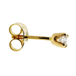 Boucles d'oreilles en or jaune, diamant, 4 griffes