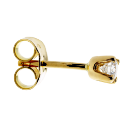 Boucles d'oreilles en or jaune, diamant, 4 griffes