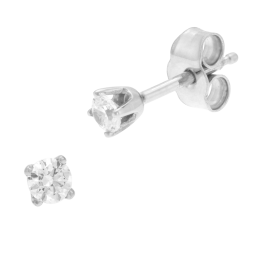 Boucles d'oreilles en or gris, diamant, 4 griffes