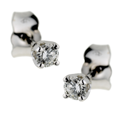 Boucles d'oreilles en or gris, diamant, 4 griffes