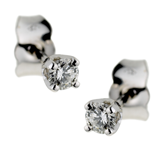 Boucles d'oreilles en or gris, diamant, 4 griffes