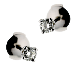 Boucles d'oreilles en or gris, diamant, 4 griffes